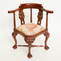 Lot 510 - MAHOGANY CHIPPENDALE STYLE CORNER CHAIR with...