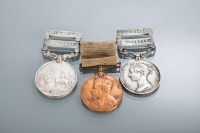 Lot 526 - TWO VICTORIAN PUNJAB MEDALS awarded to William...