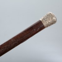 Lot 530 - EDWARDIAN SILVER TOPPED MAHOGANY WALKING STICK...