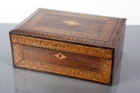 Lot 531 - VICTORIAN PARQUETRY ROSEWOOD WRITING SLOPE the...