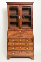 Lot 536 - GEORGE III MAHOGANY BUREAU BOOKCASE with two...