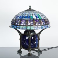 Lot 539 - 20TH CENTURY TIFFANY STYLE STAINED GLASS TABLE...