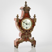 Lot 264 - EARLY 20TH CENTURY BRASS BURRWOOD MANTEL CLOCK...