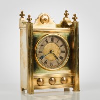 Lot 265 - LATE 19TH CENTURY BRASS MANTEL CLOCK with...