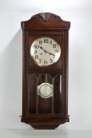 Lot 272 - 1940'S OAK WALL CLOCK with silvered arabic...