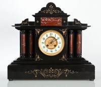 Lot 292 - VICTORIAN BLACK SLATE MANTEL CLOCK of...