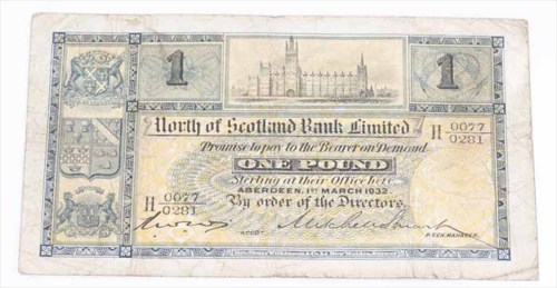 Lot 1800 - NORTH OF SCOTLAND BANK LIMITED £1 BANKNOTE...
