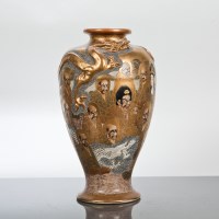 Lot 28 - JAPANESE SATSUMA VASE of baluster form and...