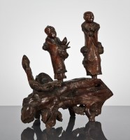 Lot 30 - CHINESE ROOTWOOD CARVING of Shou Lao holding...