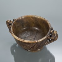 Lot 32 - CHINESE SOAPSTONE CENSER with twin mythical...