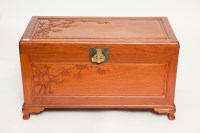 Lot 56 - CHINESE CAMPHORWOOD BLANKET CHEST with bamboo...