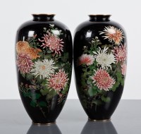 Lot 72 - PAIR OF CHINESE CLOISONNE VASES with floral...