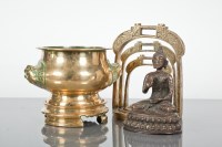 Lot 74 - CHINESE CENSER, BRONZE BUDDHA AND CHINESE...