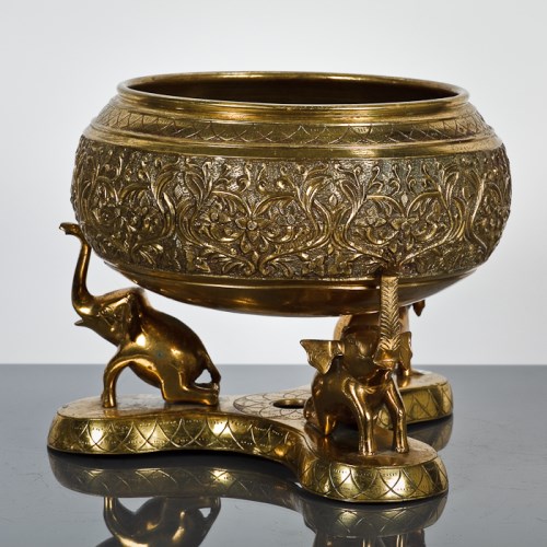 Lot 82 - INDIAN BRASS CENTERPIECE the circular bowl