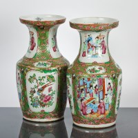 Lot 116 - PAIR OF CHINESE FAMILLE ROSE VASES with...