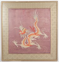 Lot 132A - CHINESE SILK EMBROIDERY depicting a dragon...