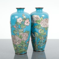 Lot 155A - PAIR OF JAPANESE CLOISONNE VASES decorated...