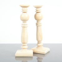 Lot 171A - PAIR OF IVORY CANDLESTICKS 23cm high