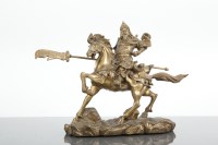 Lot 179 - CHINESE BRONZE FIGURE OF A WARRIOR ON...