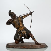 Lot 181 - JAPANESE BRONZE FIGURE OF A SAMURAI the figure...