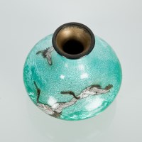 Lot 185 - JAPANESE ENAMEL VASE ON SILVER the vase with...