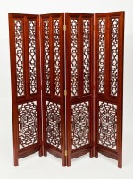 Lot 200 - CHINESE WOOD FOUR FOLD SCREEN each section...