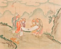 Lot 245 - THREE CHINESE PAINTINGS ON SILK depicting...