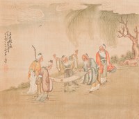 Lot 247 - FOUR CHINESE PAINTINGS ON SILK one depicting a...