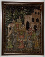 Lot 248 - INDIAN PAINTING ON FABRIC depicting a...