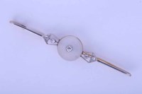 Lot 1873A - ART DECO DIAMOND AND MOONSTONE BAR BROOCH set...