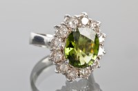 Lot 1108 - TOURMALINE AND DIAMOND CLUSTER RING the...