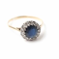 Lot 1895A - SAPPHIRE AND DIAMOND CLUSTER RING with a...