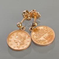 Lot 1029 - PAIR OF AMERICAN COIN EARRINGS each formed by...