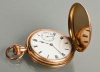 Lot 1032 - PLATED HUNTER POCKET WATCH the white dial with...