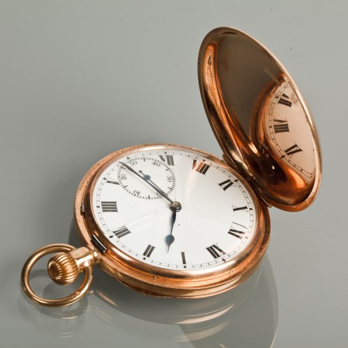 Lot 1033 - NINE CARAT GOLD FULL HUNTER POCKET WATCH the...