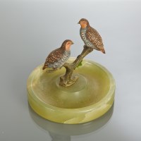 Lot 350 - VIENNA BRONZE GROUP OF TWO BIRDS perched on a...