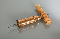 Lot 351 - VICTORIAN BRASS CORKSCREW the bone handle with...