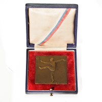 Lot 355 - RECTANGULAR BRONZE FOOTBALL MEDAL inscribed...
