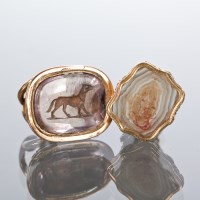 Lot 365 - TWO GOLD FOB SEALS in unmarked gold, one set...