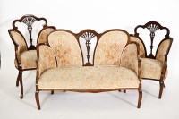 Lot 380 - EDWARDIAN MAHOGANY PARLOUR SUITE with...