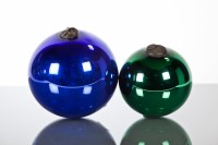 Lot 384 - 19TH CENTURY FRENCH GREEN LUSTRE WITCHES BALL...