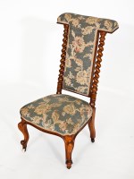 Lot 394 - VICTORIAN WALNUT PRIE DEUX CHAIR with barley...