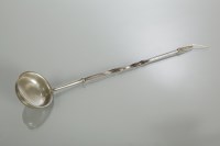 Lot 440 - EIGHTEENTH CENTURY PEWTER HORN HANDLED TODDY...