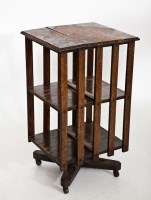 Lot 467 - EDWARDIAN OAK REVOLVING BOOKCASE 93cm high
