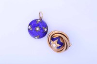 Lot 1909 - TWO VICTORIAN ENAMEL AND SEED PEARL PENDANTS...