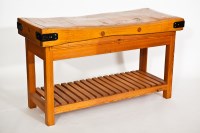 Lot 479 - OAK AND PINE BUTCHERS BLOCK with steel...
