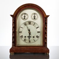 Lot 254 - 1920'S MAHOGANY BRACKET CLOCK wit arched...