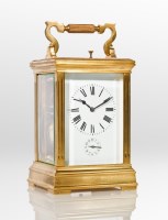 Lot 277 - FRENCH BRASS REPEATING CARRIAGE CLOCK the...