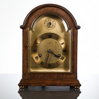 Lot 287 - GUSTAVE BECKER OAK MANTEL CLOCK with silvered...