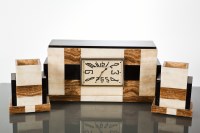 Lot 306 - FRENCH ART DECO ONYX CLOCK GARNITURE the clock...
